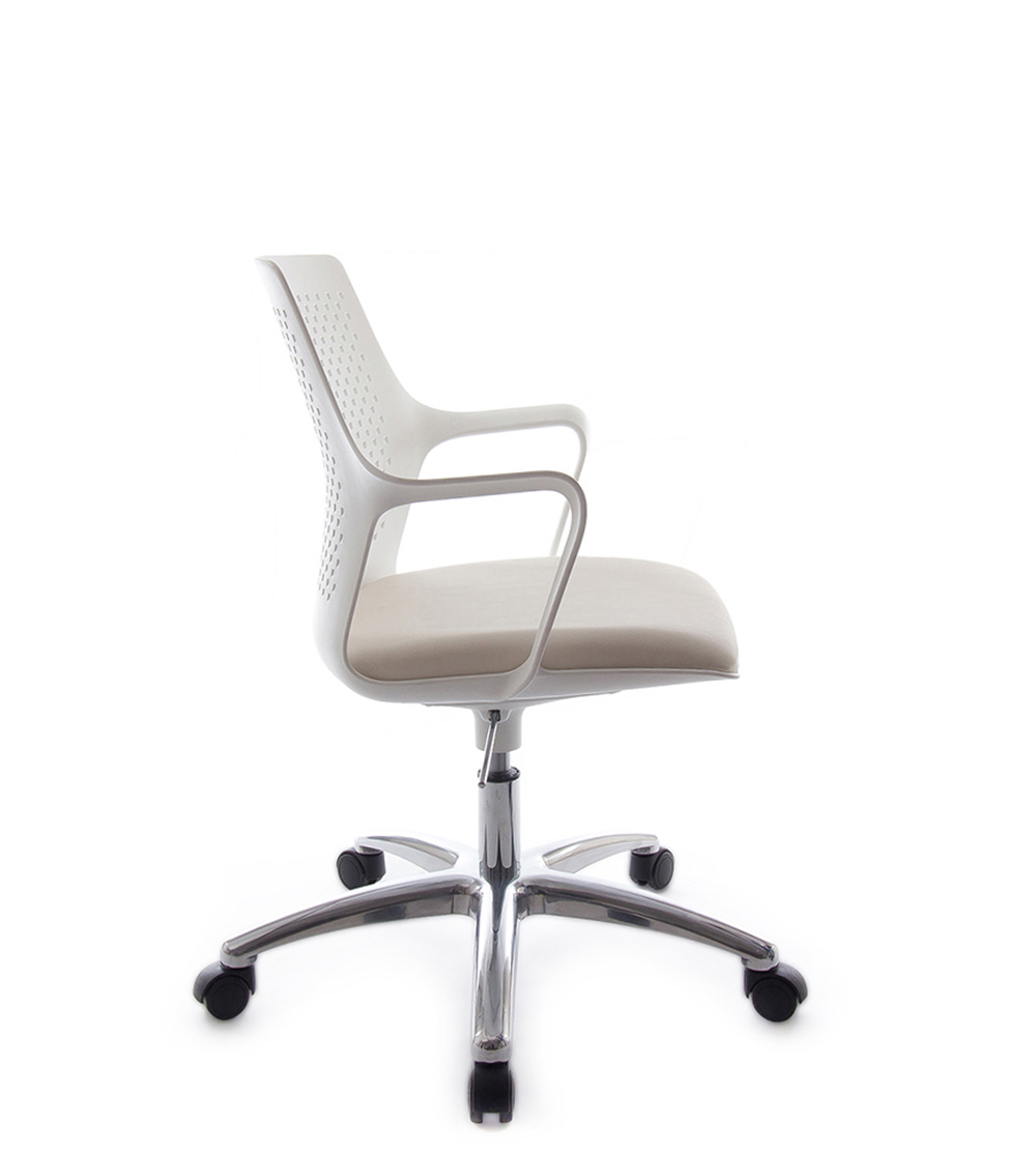 Sedia ufficio grigia o bianca in rete con braccioli - Leyform